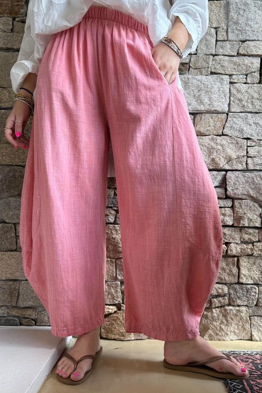 Frame Cotton Vintage Wash Barrel Pant Coral